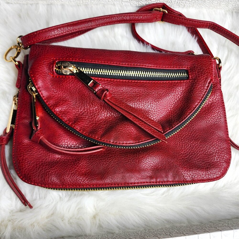 Under One Sky crimson  faux leather crossbody hobo bag